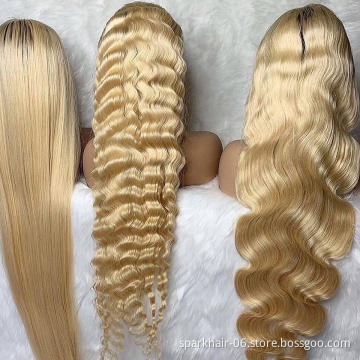 13x4 613 Frontal Wigs For Black Women Human Hair Virgin Cuticle Aligned Hair Blonde Lace Front Wig Straight 613 Lace Full Wigs